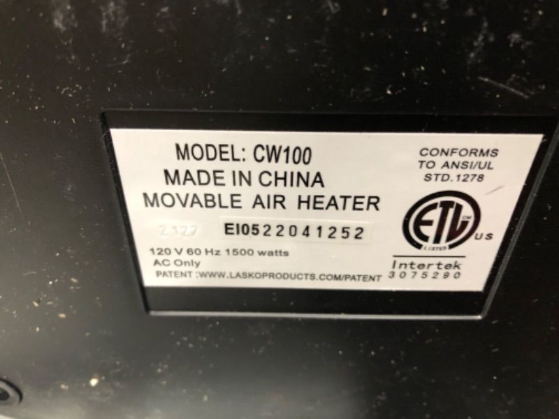 Photo 3 of *nonfunctional* Lasko Oscillating Bladeless Ceramic Tower Space Heater for Home with Enhanced Safety, Adjustable Thermostat, Timer and Remote Control, 28 Inches, Black, 1500W, CW210