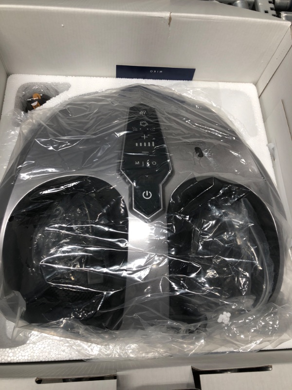 Photo 1 of MIKO Foot Massager Machine with Deep-Kneading, Compression, Shiatsu, and Heat for Plantar Fasciitis, Neuropathy, Fits up to Men Size 13 Grey With Button