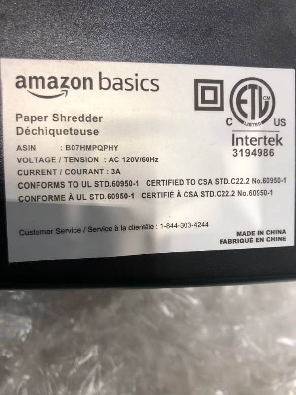 Photo 4 of Amazon Basics 12-Sheet Cross-Cut Paper and Credit Card Home Office Shredder