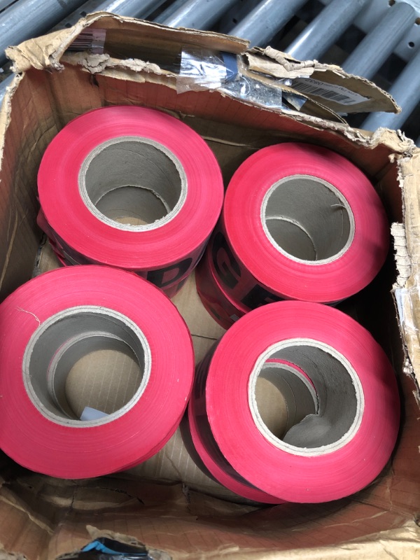 Photo 2 of Cordova Safety Products - T15211 Pro Pack Danger Barricade Tape - Set of 8 Rolls - Each Roll Measures 3" x 1000' - Red, 3"/1000' Red 1.5 MIL / 3IN / 1000FT