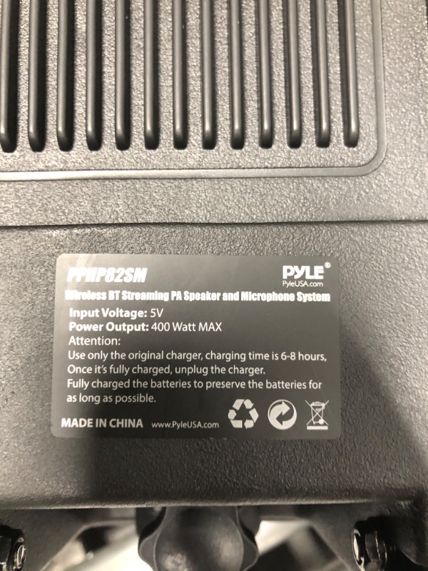 Photo 3 of **** tested*** Portable Bluetooth PA Speaker System - 400W Outdoor Bluetooth Speaker Portable PA System w/Microphone in, Party Lights, MP3/USB SD Card Reader, FM Radio, Rolling Wheels - Mic, Remote - Pyle PPHP82SM