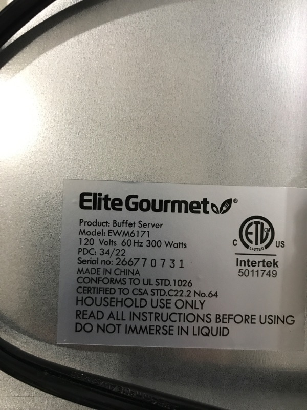 Photo 3 of Elite Gourmet EWM-6171# 7.5 Quart Triple Buffet Server Food Warmer Temperature Control, Clear Slotted Lids, Perfect for Parties, Entertaining & Holidays, Stainless Steel