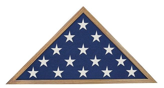 Photo 1 of Americanflat Flag Case for Veterans - Fits a Folded 5' x 9.5' American Military Flag - Triangle Display with Polished Plexiglass (Barn Wood)
