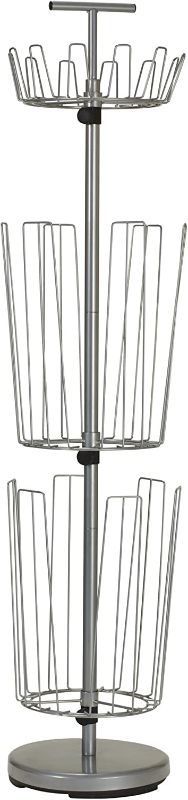 Photo 1 of Household Essentials 2132-1 Metal 3-Tier Revolving Shoe and Boot Rack - Silver
