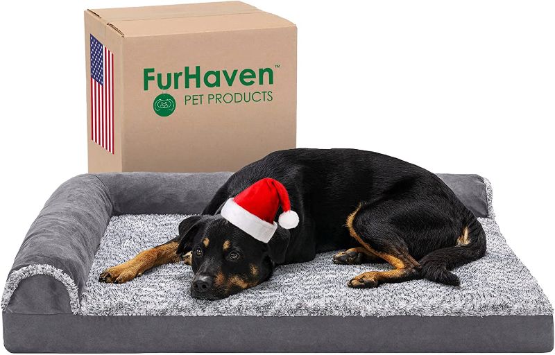 Photo 1 of Furhaven L Chaise Dog Beds for Small/Medium/Large Dogs & Cats - Orthopedic, Cooling Gel, Memory Foam, & More
