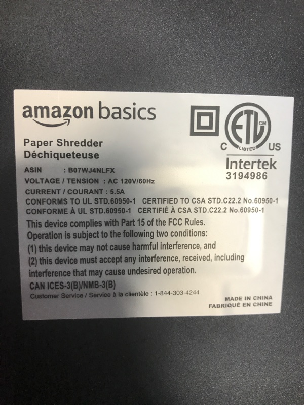 Photo 4 of Amazon Basics 24-Sheet Cross-Cut Paper, CD and Credit Card Home Office Shredder with Pullout Basket 24 Sheet Shredder