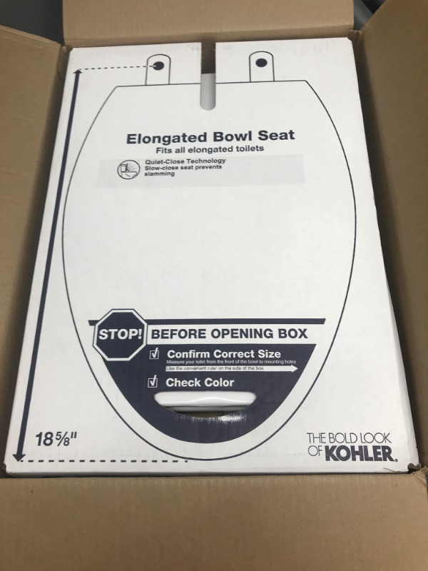 Photo 3 of 2 KOHLER K-4636-0 Cachet Quiet Close Toilet Seat, White, Elongated Non Ready Latch Elongated White