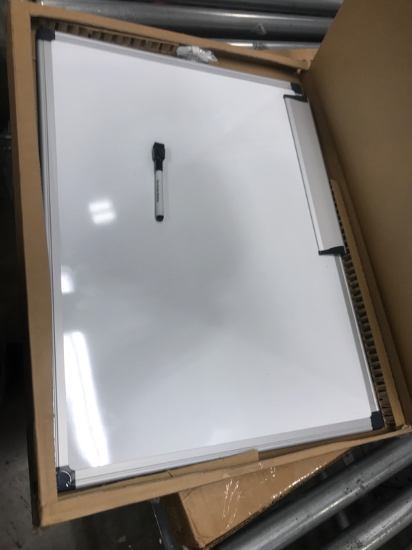 Photo 2 of Amazon Basics Magnetic Dry Erase White Board, 24 x 18-Inch Whiteboard - Silver Aluminium Frame 18"x24" Magnetic, Aluminum Frame