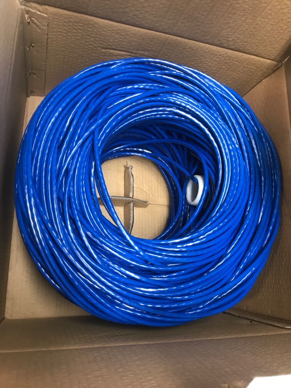 Photo 2 of NavePoint Cat6 (CCA), 1000ft, Blue, Solid Bulk Ethernet Cable, 550MHz, 23AWG 4 Pair, Unshielded Twisted Pair (UTP)