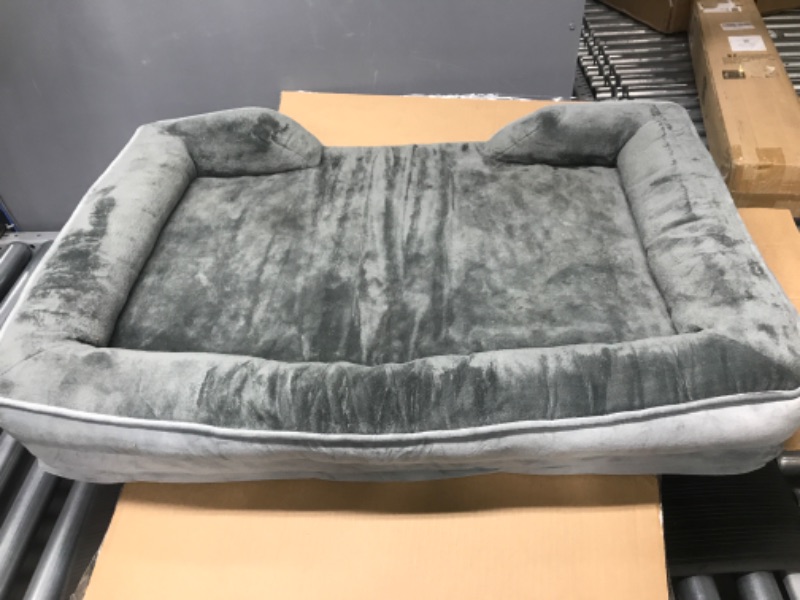 Photo 2 of Bedsure Orthopedic Dog Bed, Bolster Dog Beds for Medium/Large/Extra Large Dogs - Foam Sofa with Removable Washable Cover, Waterproof Lining and Nonskid Bottom Couch L?35x25x7"? Grey