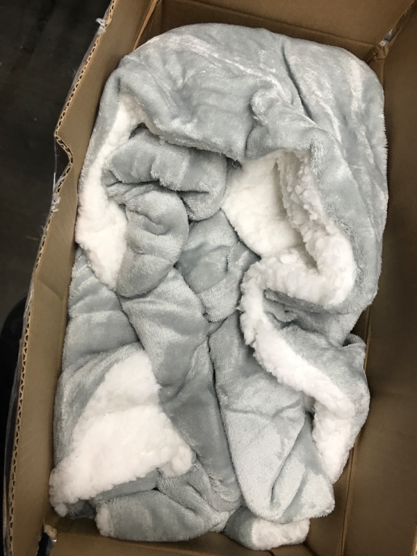 Photo 2 of Amazon Basics Ultra-Soft Micromink Sherpa Blanket - Full or Queen, Grey Full/Queen Grey