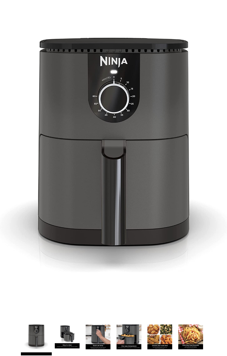 Photo 1 of Ninja AF080 Mini Air Fryer, 2 Quarts Capacity, Compact, Nonstick, with Quick Set Timer, Grey