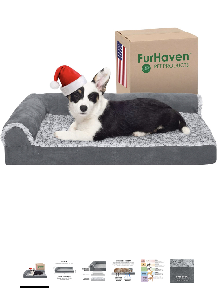 Photo 1 of Furhaven L Chaise Dog Beds for Small/Medium/Large Dogs & Cats - Orthopedic, Cooling Gel, Memory Foam, & More