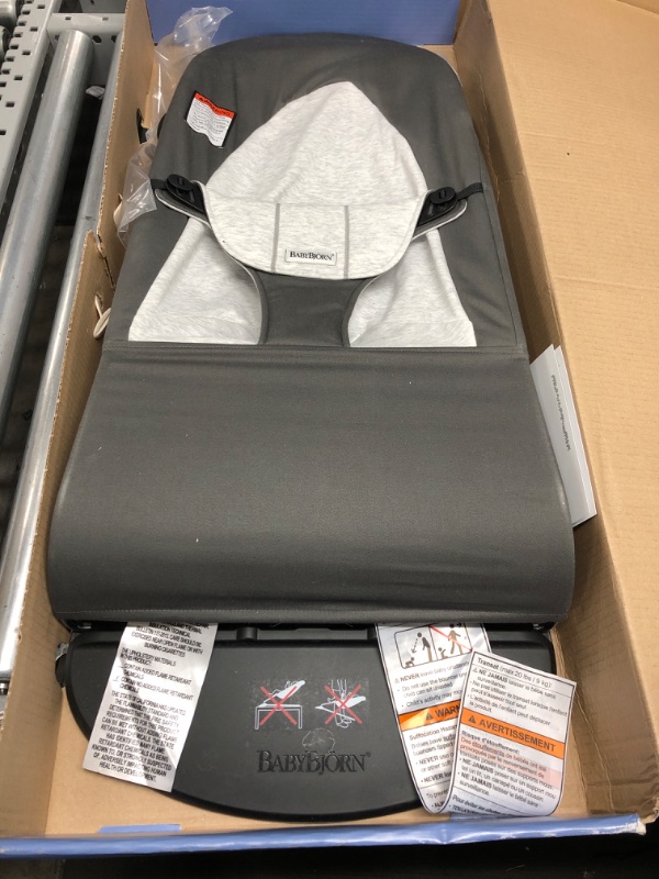 Photo 1 of BabyBjörn Bouncer Balance Soft, Cotton/Jersey, Dark Gray/Gray (005084US) Cotton/Jersey Dark Gray/Gray