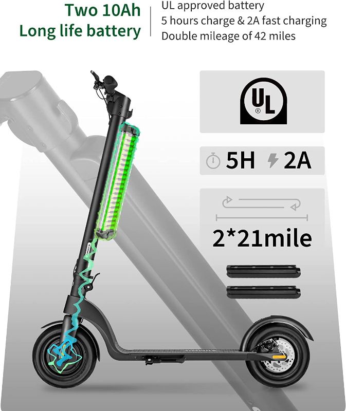 Photo 1 of Electric Scooter, Aimwild E Scooter for Adults, Max Range 2*21 Miles, Max Speed 18.6 MPH, Three Riding Modes, 10” Thickened Tires for max Climbing Angle 30°, Foldable and Portable AES-1
