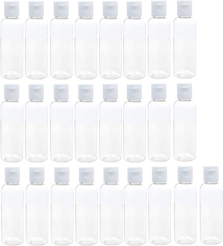 Photo 1 of 2 Ounce/60ml Plastic Empty Bottles with Flip Cap, Refillable Cosmetic Bottles, Air Flight Travel Bottles for Shampoo, Liquid Body Soap, Toner, Lotion, Cream - Clear - Set of 25
