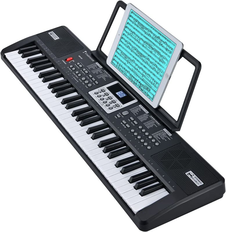 Photo 1 of 61 key electric keyboard piano, Starfavor eletronic keyboard with headphone and microphone for beginner
