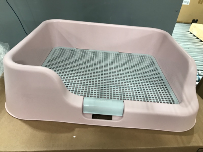 Photo 2 of [PS Korea] Indoor Dog Potty Tray – with Protection Wall Every Side for No Leak, Spill, Accident - Keep Paws Dry and Floors Clean (Pink)
