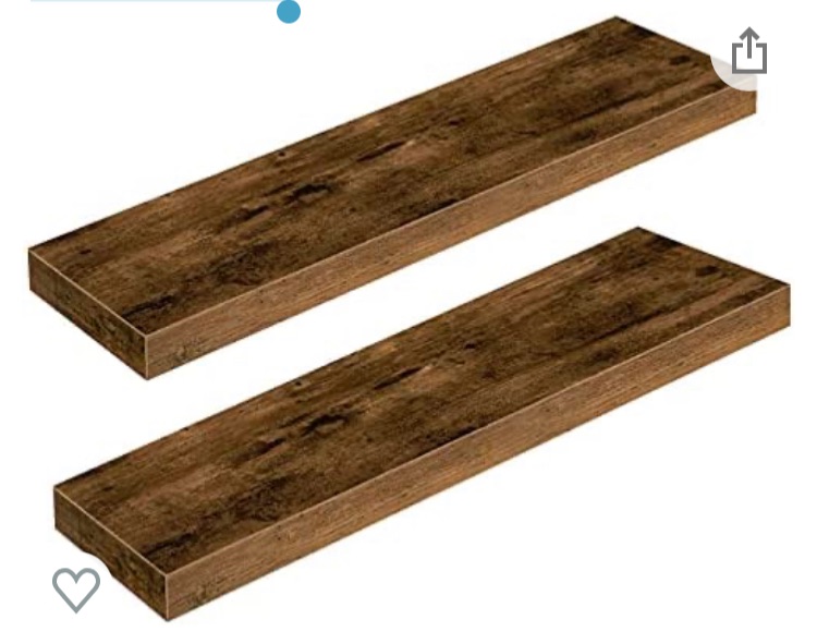 Photo 1 of ALLOSWELL Floating Shelves, Decorative Wall Shelf Set of 2, 31.5 inch, Long Hanging Shelves, Easy to Install, for Kitchen, Living Room, Bathroom, Laundry Room, Rustic Brown FSHR8001S2