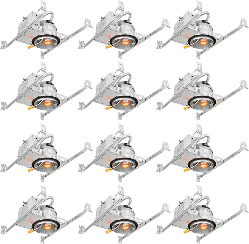 Photo 1 of 12 Pack 6 Inch New Construction Housing, Shallow Type Airtight IC Can Housing with TP24 Connector for LED Downlight Retrofit Kit, Recessed Lights, ETL Listed