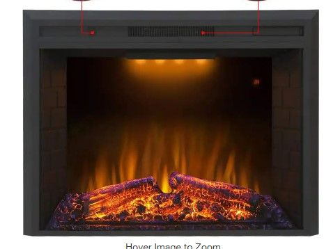 Photo 1 of 23 in. 750-Watt/1500-Watt Electric Fireplace Insert with Overheating Protection, Black
