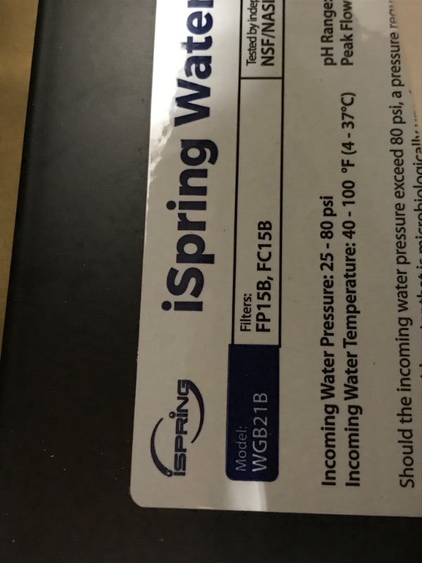 Photo 1 of 
iSpring WGB21B-PB 2-Stage Whole House Water Filtration System w/ 10” x 4.5” Carbon Block FC15B and Lead Reducing Filter FCRC15B, 1" Inlet/Outlet Ports