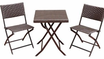 Photo 1 of Abble 3 Piece Wicker Outdoor Folding Bistro Set