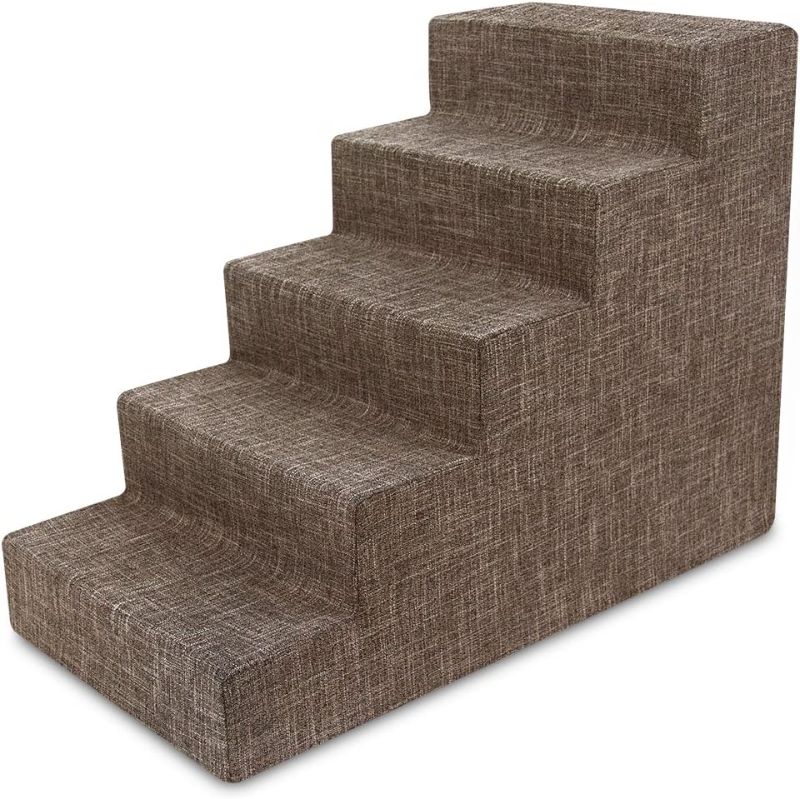 Photo 1 of  Pet Steps/Stairs with CertiPUR-US Certified Foam for Dogs & Cats by Best Pet Supplies - Brown Linen, 5-Step