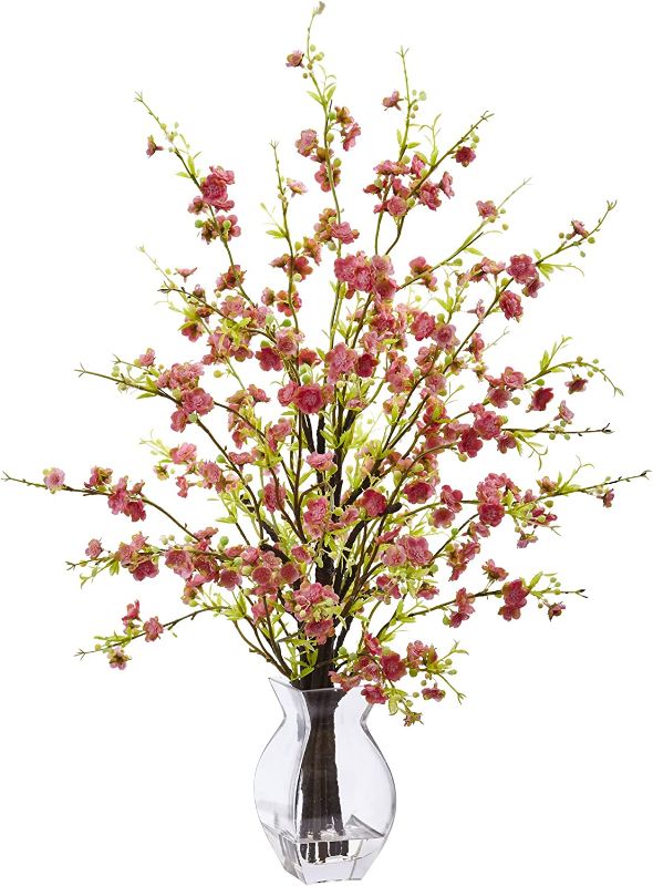 Photo 1 of Nearly Natural 1459-PK Cherry Blossom in Glass Vase,Pink,15"D x 20"W x 26"H
