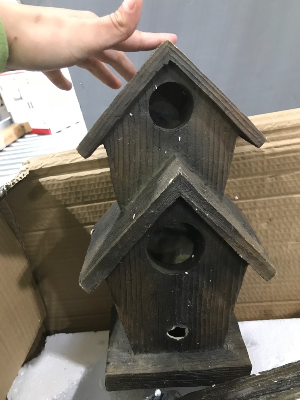 Photo 3 of Alpine Corporation 35" Tall Outdoor 3-Tier Birdhouse Water Fountain Yard Art Decor