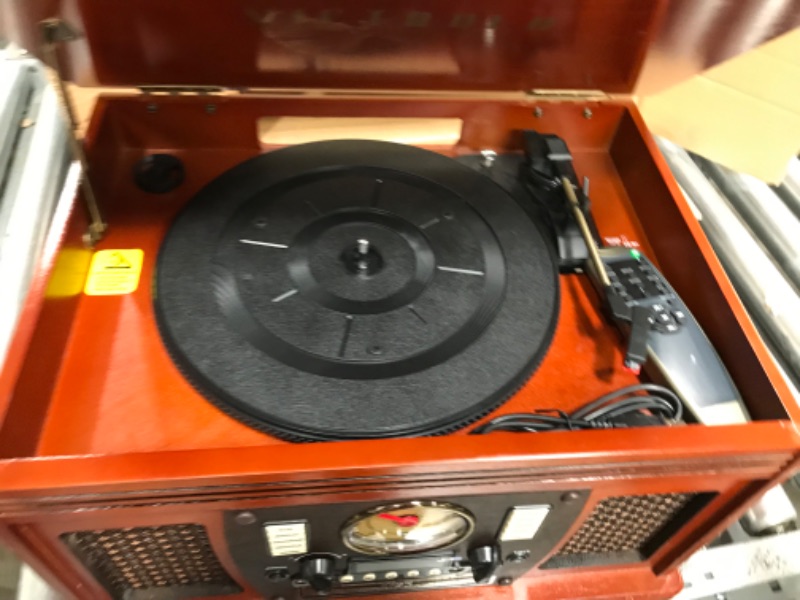 Photo 3 of "PARTS ONLY"----Victrola 8-in-1 Bluetooth Record Player & Multimedia Center, Built-in Stereo Speakers - Turntable, Wireless Music Streaming, Real Wood | Mahogany
