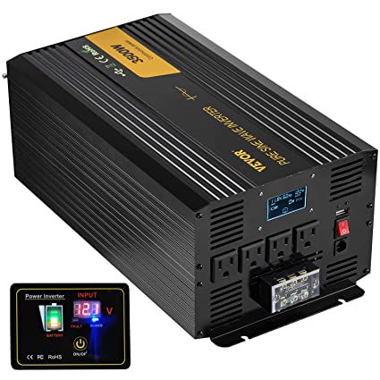 Photo 1 of VEVOR Pure Sine Wave Inverter 3500 Watt Power Inverter, DC 12V to AC 120V Car Inverter, with USB Port LCD Display Remote Controller and AC Outlets (GFCI), for RV Truck Car Solar System Travel Camping
