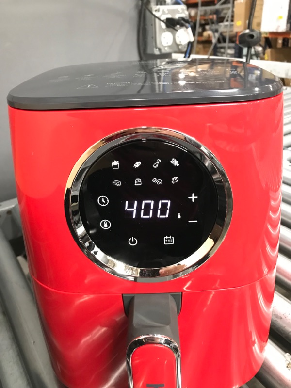 Photo 2 of [NEW LANUCH] KOOC Large Air Fryer, 4.5-Quart Electric Hot Oven Cooker, Free Cheat Sheet for Quick Reference Guide, LED Touch Digital Screen, 8 in 1, Customized Temp/Time, Nonstick Basket, Red
