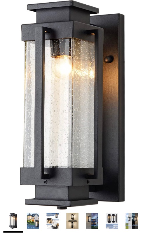 Photo 1 of EERU Outdoor Wall Lantern Large Exterior Porch Light Wall Mount IP65 Waterproof Outdoor Wall Sconce with Seeded Glass Shade Outside Wall Lamp for House Garage Front Porch Patio