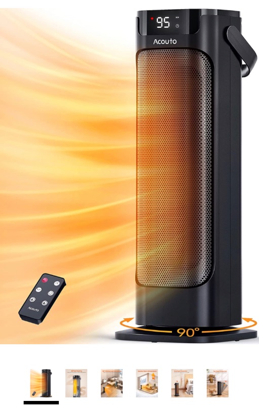 Photo 1 of 24" Space Heater, Heaters for Indoor Use, 1500W Portable Electric Heaters Oscillating Ceramic Heater with Thermostat, PTC Fast Heating, Overheat Protection, 12H Timer for Bedroom, Office, Certified