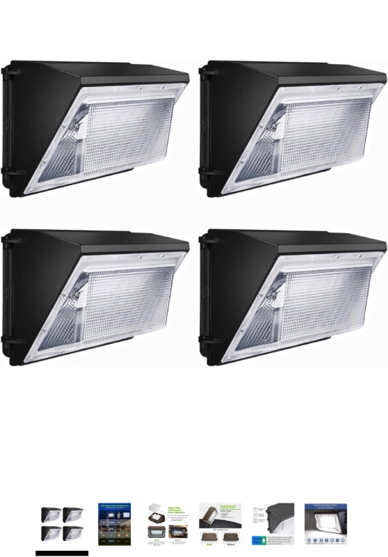 Photo 1 of 120W LED Wall Pack Light 16200lm 5000K 840W HPS/HID Equivalent Commercial LED Flood Light Outdoor IP65 Waterproof Security Lights for Stadium, Garage, Yard 4 Pack