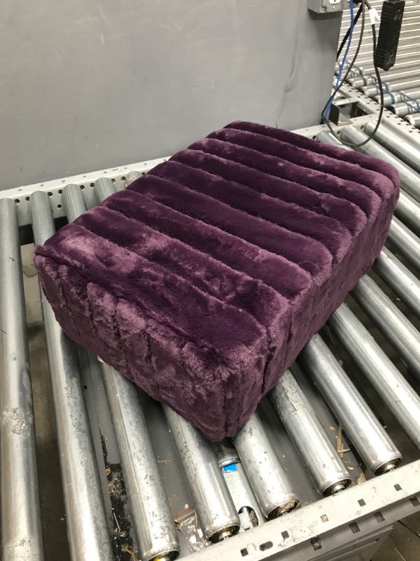 Photo 2 of Home Soft Things Super Mink Faux Fur Purple Ottoman Bench 19" x 13" x 17" H, BlackBerry, Living Room Foot Rest Stool Entryway Makeup Bench End of Bed Bedroom Home Decor Chair 19" x 13" x 17" Blackberry