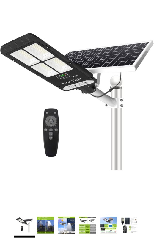 Photo 1 of 400W Solar Street Lights Outdoor, NIORSUN Motion Sensor Dusk to Dawn Solar Security Flood Lights with Remote IP67 Waterproof for Parking Lot, Backyard, Driveway, Stadium, Garden(Bright White)