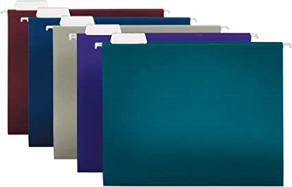 Photo 1 of Office Depot 2-Tone Hanging File Folders, 1/5 Cut, 8 1/2in. x 11in., Letter Size, Assorted Colors, Box Of 25, OD81667
