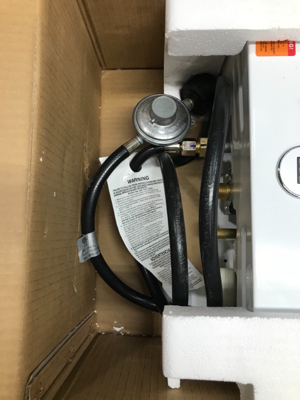 Photo 1 of Camplux 2.64 GPM Portable Propane Water Heater, Tankless Propane Gas Water Heater with Digital Display, On Demand Hot Gas Water Heater for Campings, Road Trips, White
