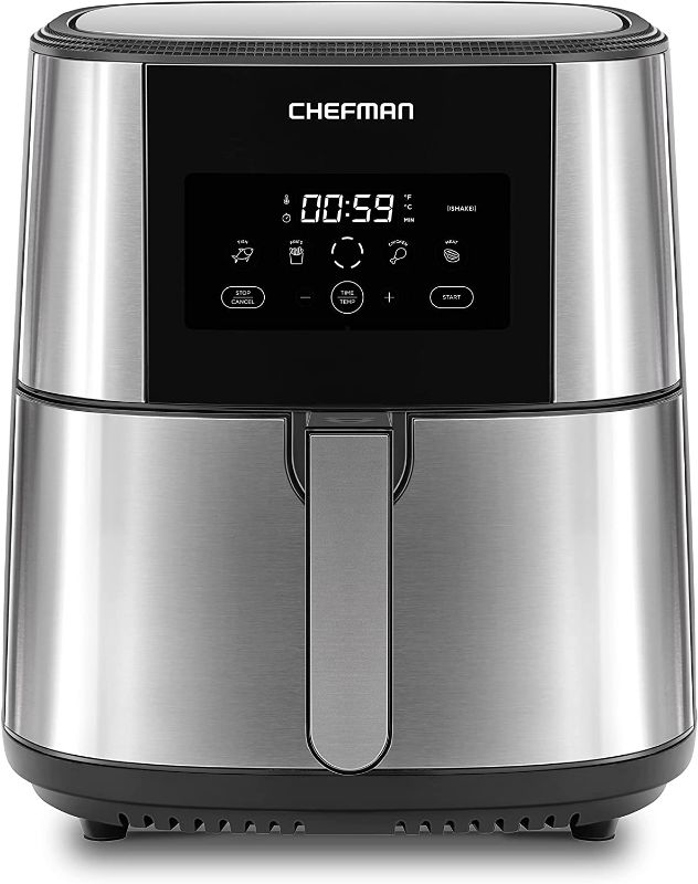 Photo 1 of *FOR PARTS AND/OR REPAIR* CHEFMAN Large Air Fryer Max XL 8 Qt, Healthy Cooking, User Friendly, Nonstick Stainless Steel, Digital Touch Screen with 4 Cooking Functions, BPA-Free, Dishwasher Safe Basket, Preheat & Shake Reminder
