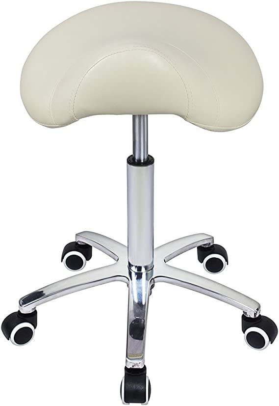 Photo 1 of Saddle Stool Rolling Chair for Medical Lash Massage Salon Kitchen Spa,Adjustable Hydraulic Stool with Wheels (Beige)
