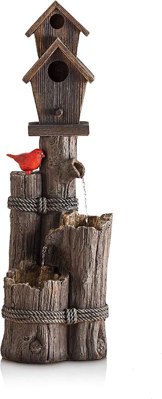 Photo 1 of Alpine Corporation 35" Tall Outdoor 3-Tier Birdhouse Water Fountain Yard Art Decor
