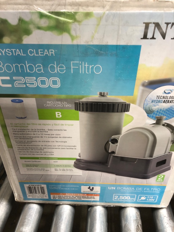 Photo 2 of INTEX 28633EG C2500 Krystal Clear Cartridge Filter Pump for Above Ground Pools, 2500 GPH Pump Flow Rate & Deluxe Wall Mount Surface Skimmer
