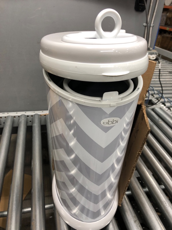 Photo 2 of  Diaper Pail, Gray Chevron