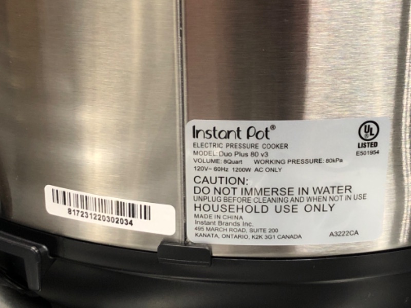 Photo 3 of Instant Pot Duo Plus 9-in-1 Electric Pressure Cooker, Slow Cooker, Rice Cooker, Steamer, Sauté, Yogurt Maker, Warmer & Sterilizer, Includes App With Over 800 Recipes, Stainless Steel, 8 Quart 8QT Duo Plus