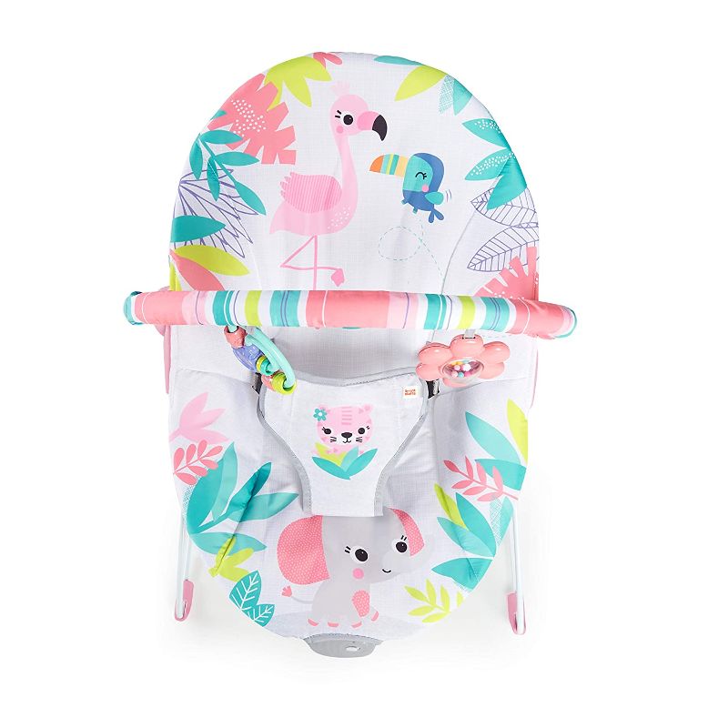 Photo 1 of Bright Starts Flamingo Vibes 3-Point Harness Harness Vibrating Baby Bouncer with -Toy bar
