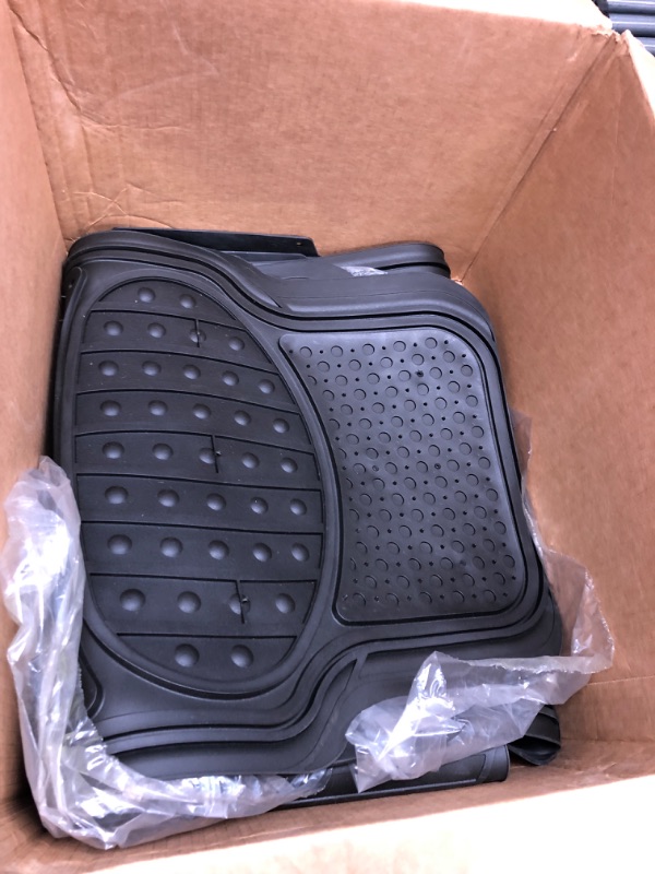 Photo 2 of Automotive Floor Mats Black Climaproof for All Weather Protection Universal Fit Heavy Duty Rubber fits Most Cars, SUVs, and Trucks (Full Set Trim to Fit) FH Group F11500BLACK