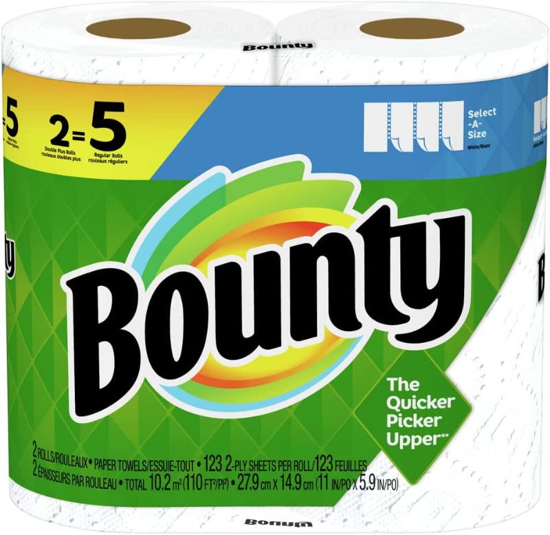 Photo 1 of Bounty Select-A-Size Paper Towels, White, 2 Double Plus Rolls = 5 Regular Rolls
