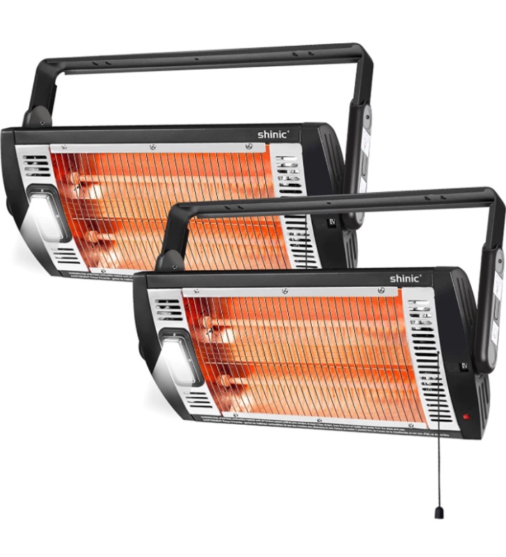 Photo 1 of 2 Packs -Electric Garage Heaters for Indoor Use, 1500W/750W Ceiling Mounted Radiant Heaters with Halogen Light, 90° Rotation, 5 Mode Settings, Space Heater for Garage, Shop, Large Room and Patio